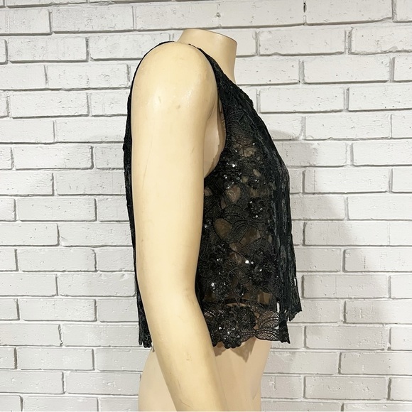 Eva Franco Sheer Embroidered Sequin Tank Top - Picture 6 of 15